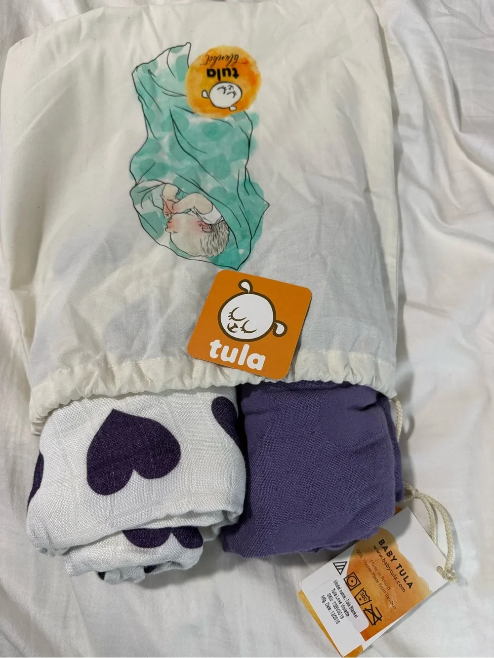 Tula Muslin Swaddle Set in Purple and White